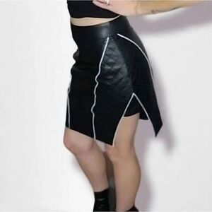 NWT Quilted leather asymmetrical moto skirt
